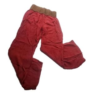 Lorena Rose Boho Pants Womens Small Burgundy Elastic Waist Straight Leg Bohemian